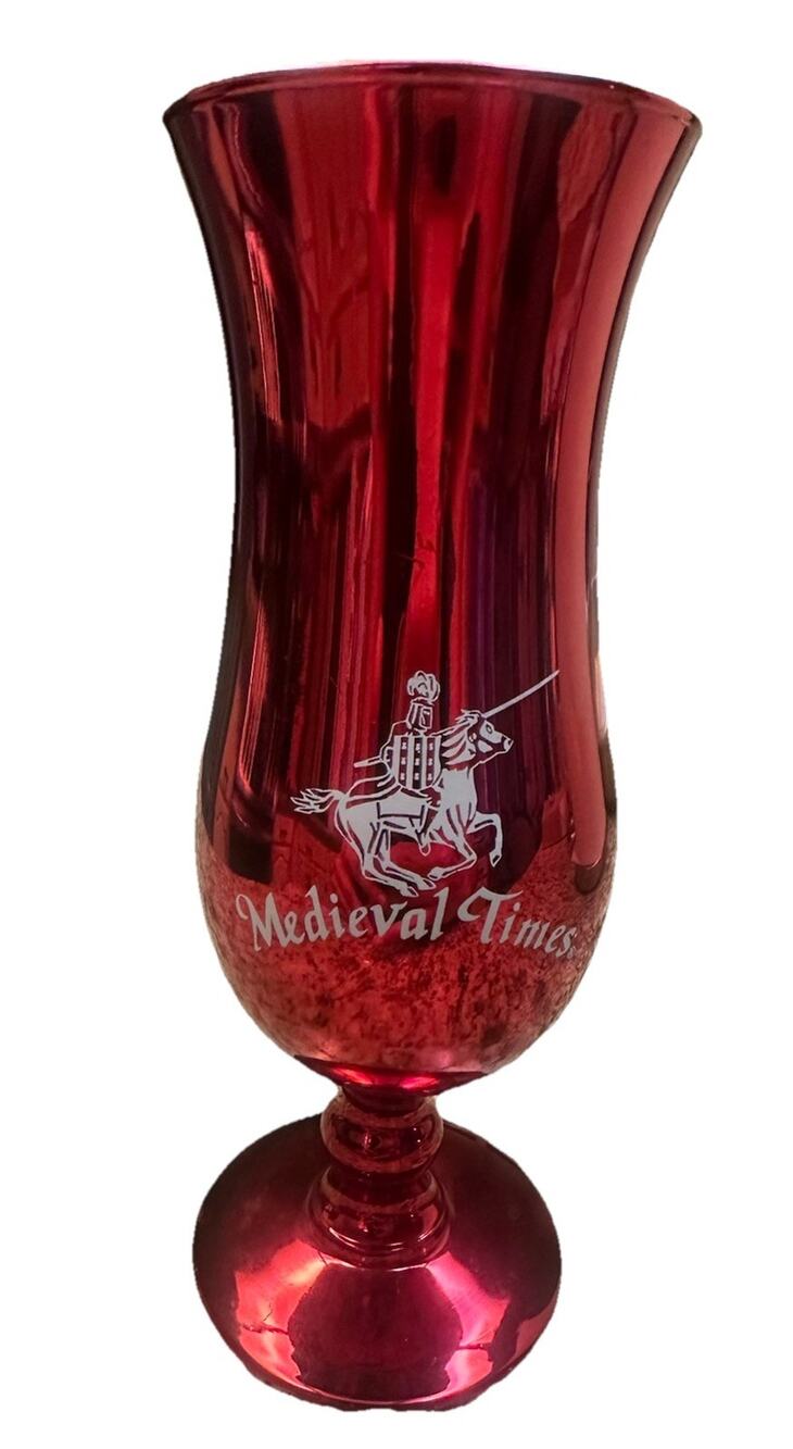 Medieval Times Souvenir Red Metallic Goblet Cup Plastic 16 oz Collectible